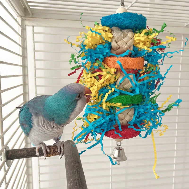 Bird Parrot Toys Colorful Paper Silk Hanging Cage Bird