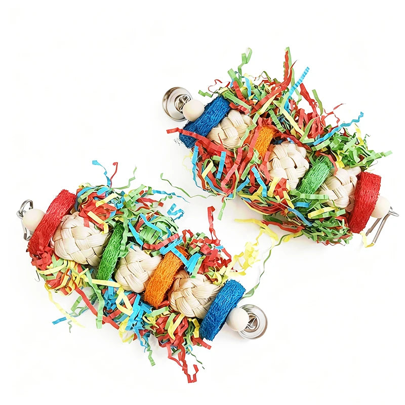 Bird Parrot Toys Colorful Paper Silk Hanging Cage Bird