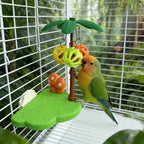 Tropical Bird Perch Platform Bell Ball Palm Tree Interactive Toy