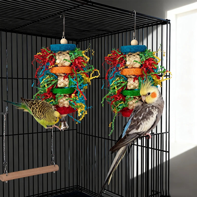 Bird Parrot Toys Colorful Paper Silk Hanging Cage Bird