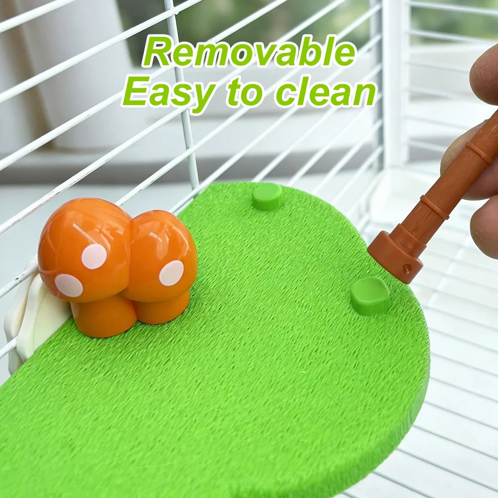 Tropical Bird Perch Platform Bell Ball Palm Tree Interactive Toy