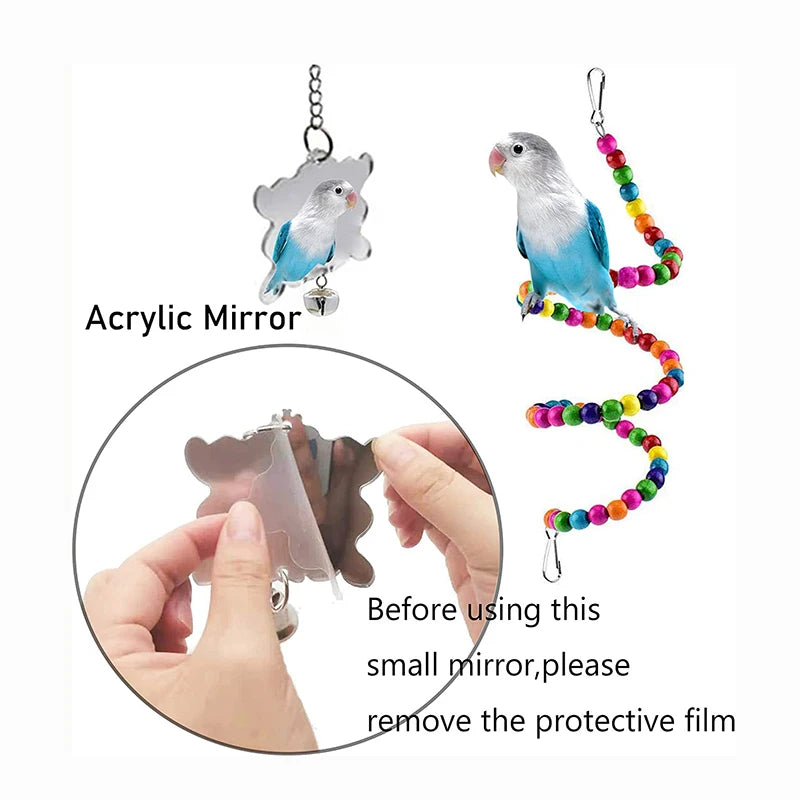 7pcs Pack Wood Parrot Toys Bird Toy Cage Bird Accessories