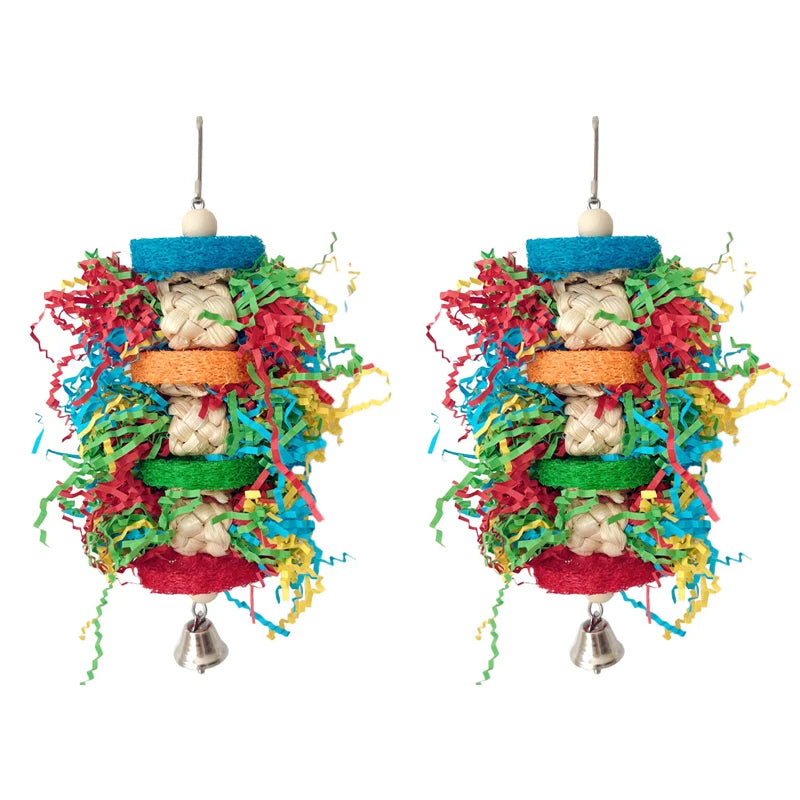 Bird Parrot Toys Colorful Paper Silk Hanging Cage Bird