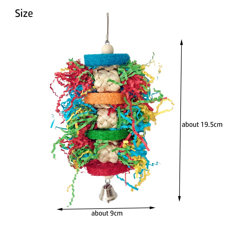 Bird Parrot Toys Colorful Paper Silk Hanging Cage Bird