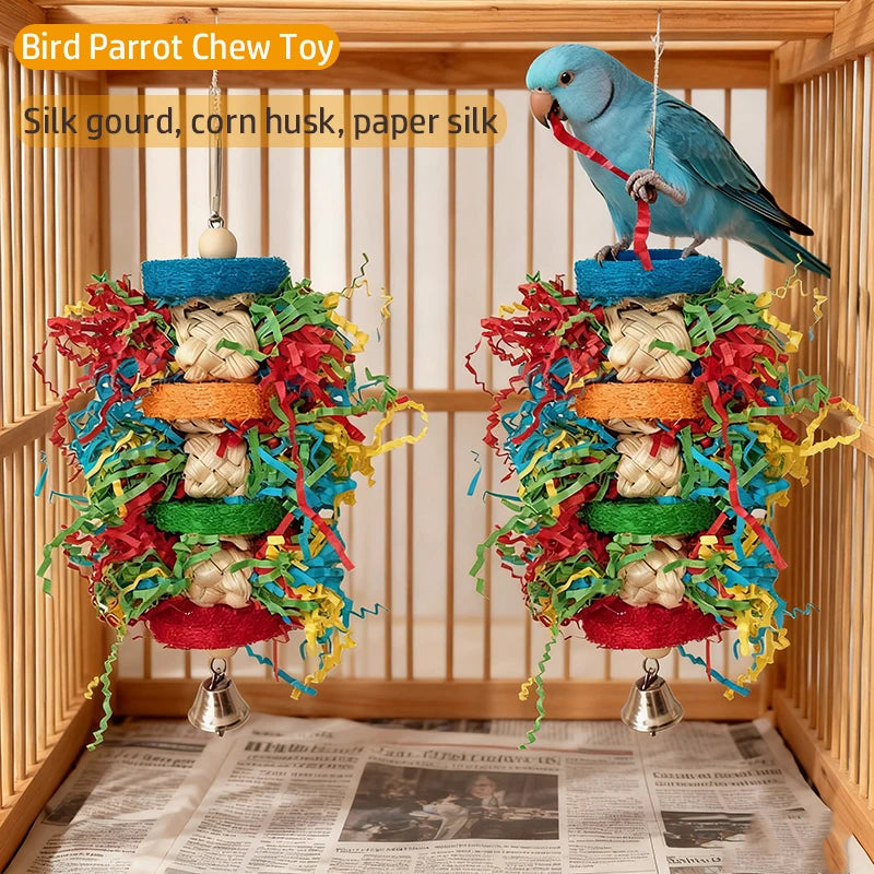 Bird Parrot Toys Colorful Paper Silk Hanging Cage Bird