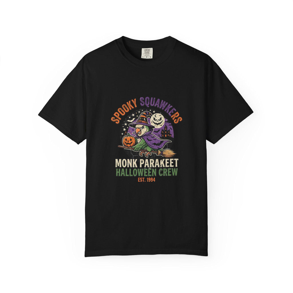 Monk Parakeet Halloween T-Shirt, Funny Spooky Squawkers Bird Lover Gift, Cute Witch Hat Parrot Costume, Bird Mom Fall Graphic Tee