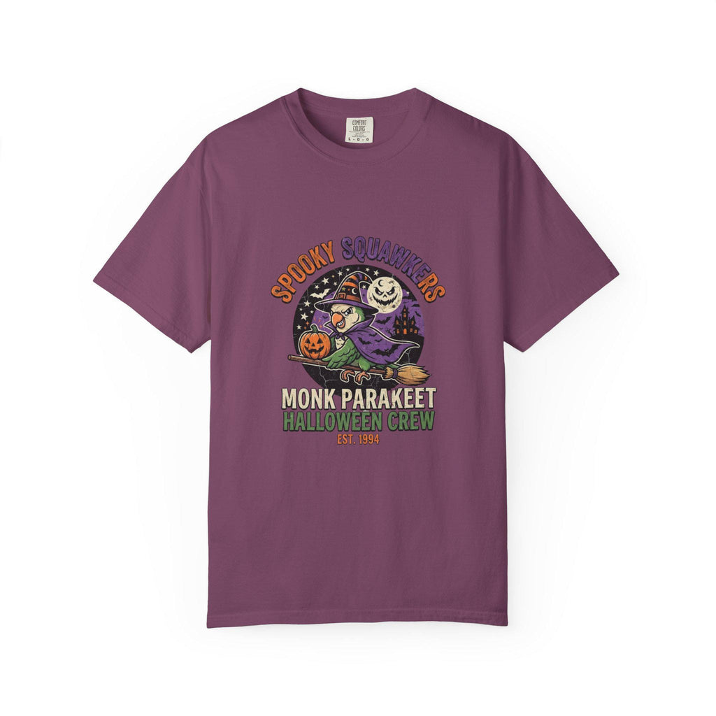 Monk Parakeet Halloween T-Shirt, Funny Spooky Squawkers Bird Lover Gift, Cute Witch Hat Parrot Costume, Bird Mom Fall Graphic Tee