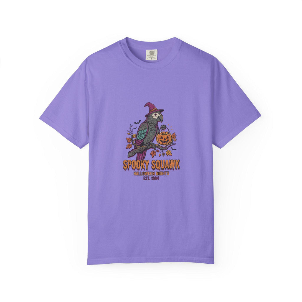 African Grey Parrot Halloween T-Shirt, Funny Spooky Squawk Bird Lover Gift, Cute Witch Hat Parrot Costume, Bird Mom Fall Graphic Tee