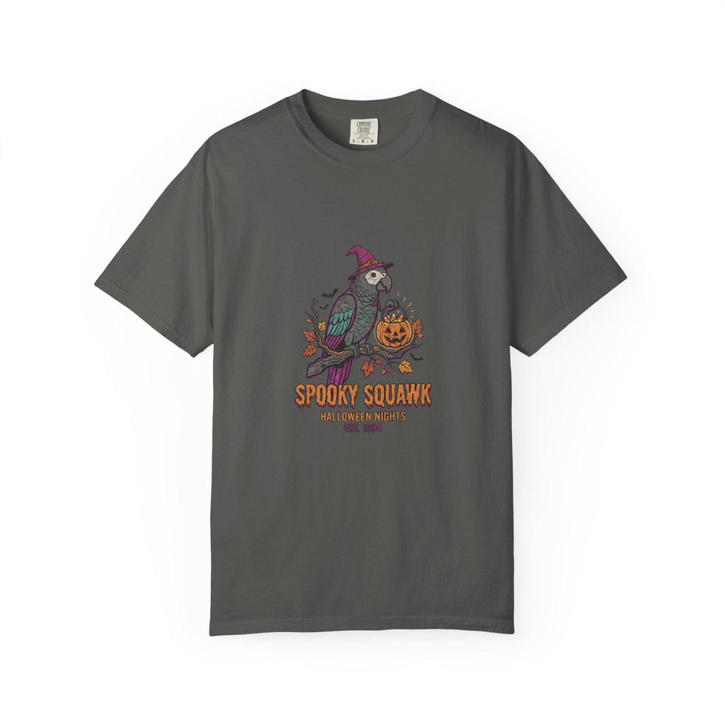 African Grey Parrot Halloween T-Shirt, Funny Spooky Squawk Bird Lover Gift, Cute Witch Hat Parrot Costume, Bird Mom Fall Graphic Tee