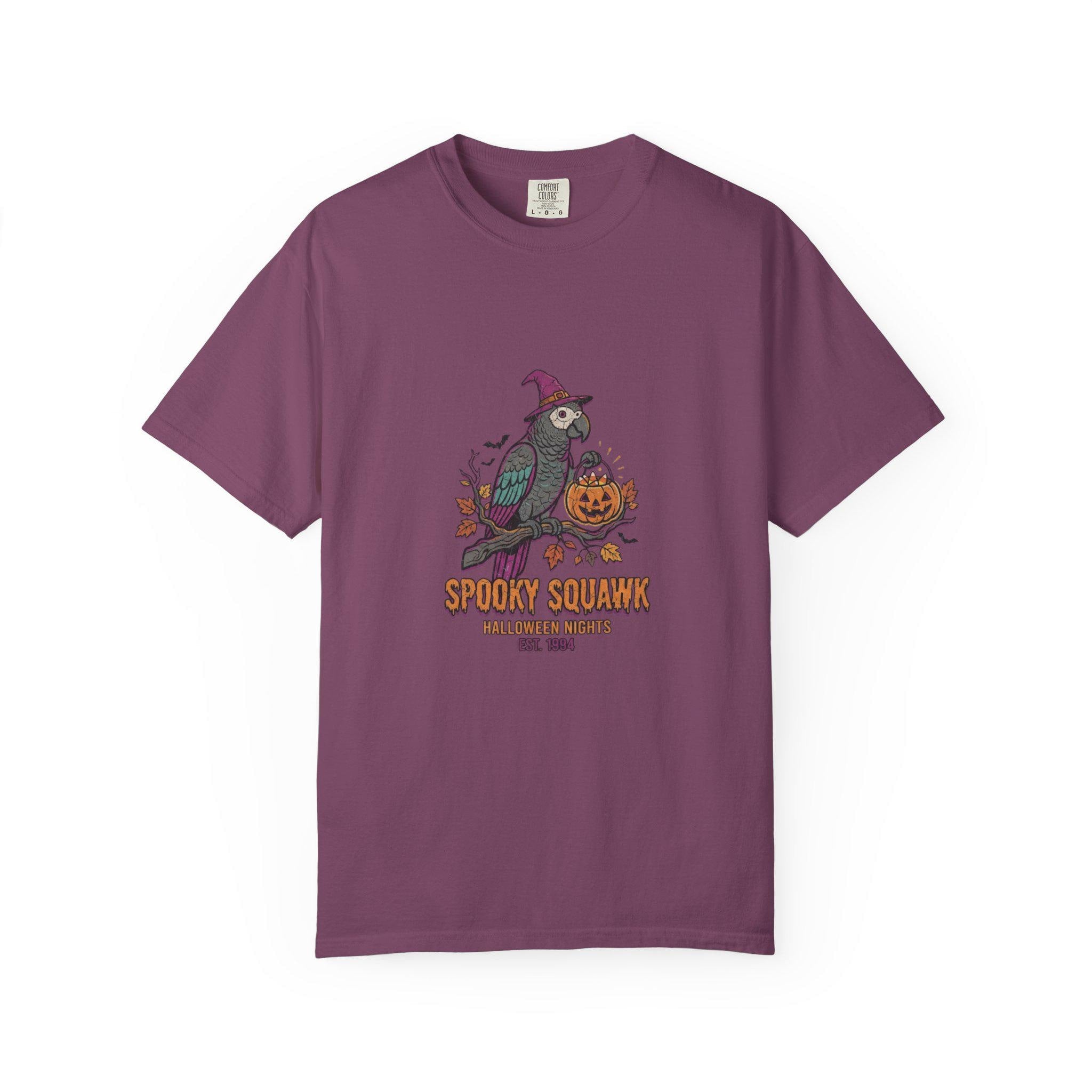 African Grey Parrot Halloween T-Shirt, Funny Spooky Squawk Bird Lover Gift, Cute Witch Hat Parrot Costume, Bird Mom Fall Graphic Tee