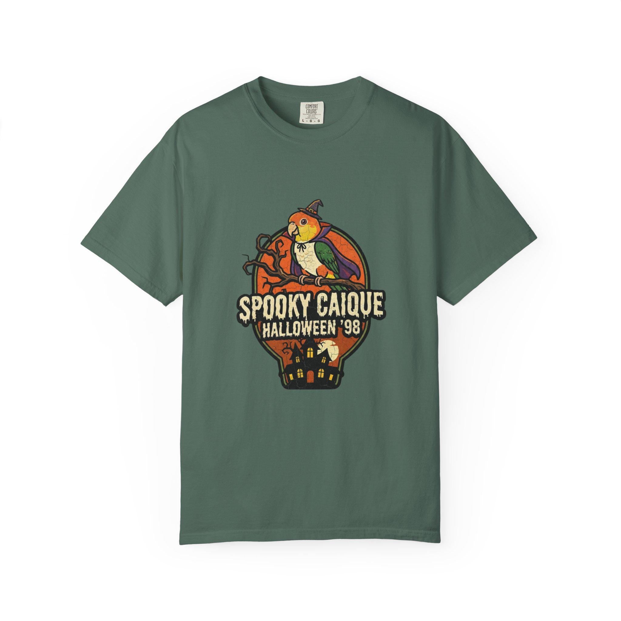 Spooky Caique Halloween T-Shirt, Cute Parrot Haunted House Graphic, Funny Bird Lover Gift, Bird Mom Fall Tee, Caique Parrot Costume