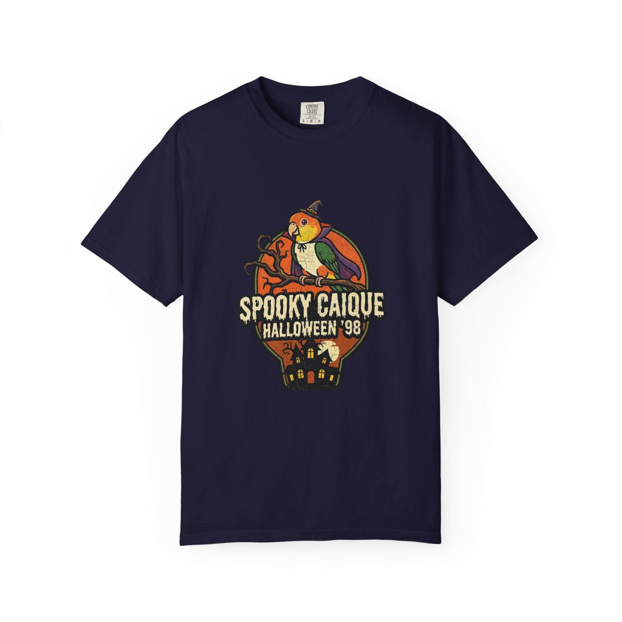 Spooky Caique Halloween T-Shirt, Cute Parrot Haunted House Graphic, Funny Bird Lover Gift, Bird Mom Fall Tee, Caique Parrot Costume
