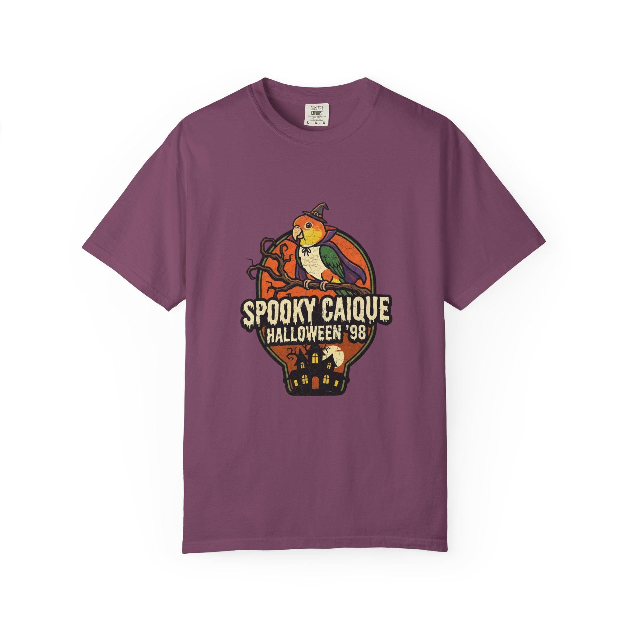 Spooky Caique Halloween T-Shirt, Cute Parrot Haunted House Graphic, Funny Bird Lover Gift, Bird Mom Fall Tee, Caique Parrot Costume