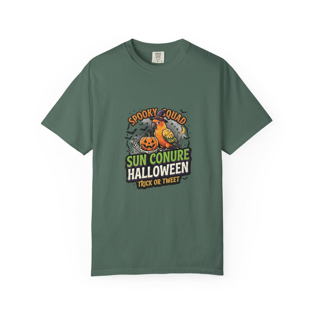 Sun Conure Halloween T-Shirt, Spooky Squad Bird Lover Gift, Cute Sun Conure Ghost Costume, Funny Bird Mom Fall Tee, Trick Or Tweet Graphic