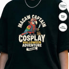Macaw Captain Halloween T-Shirt, Funny Pirate Parrot Cosplay, Pirate Bird Lover Gift, Tropical Bird Halloween Party, Cute Macaw Fall Tee