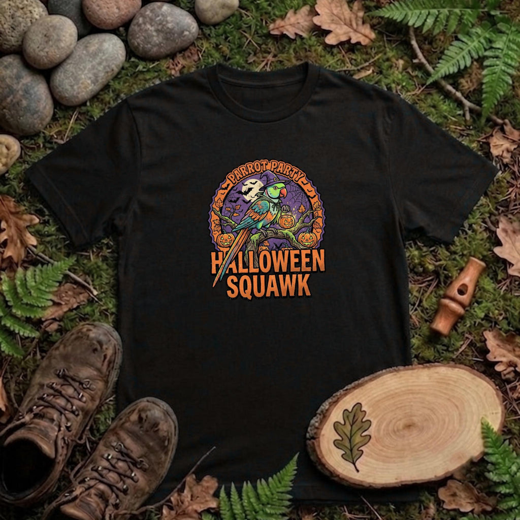 Indian Ringneck Halloween T-Shirt, Cute Spooky Ringneck Parrot Gift, Witch Hat Bird Graphic, Funny Bird Mom Fall Tee, Parakeet Lover Shirt