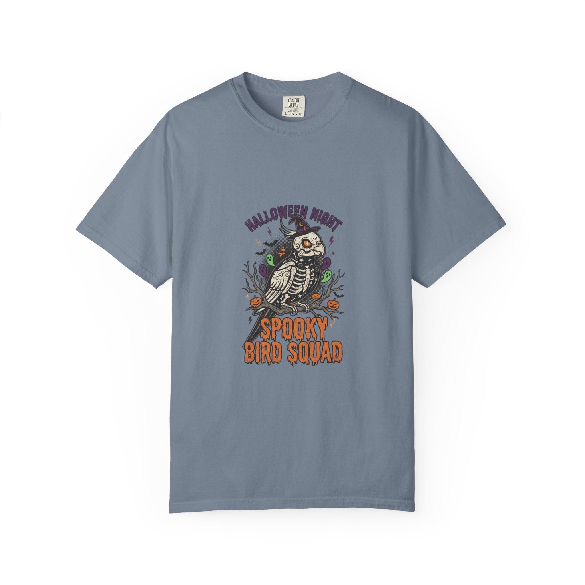 Spooky Bird Squad Halloween Shirt, Funny Skeleton Parrot Tee, Cute Bird Lover Gift, Spooky Season Graphic Tee, Halloween Party Apparel