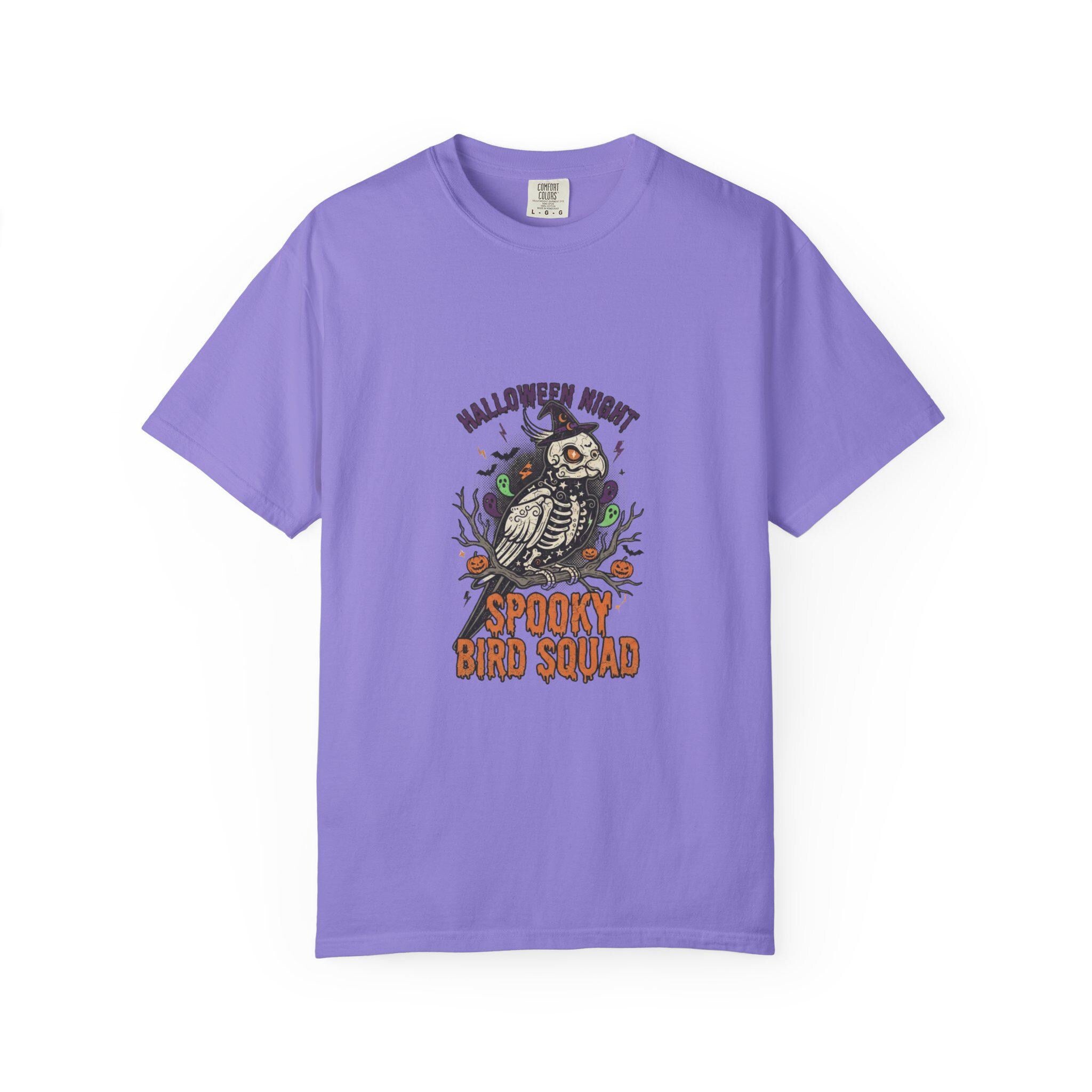 Spooky Bird Squad Halloween Shirt, Funny Skeleton Parrot Tee, Cute Bird Lover Gift, Spooky Season Graphic Tee, Halloween Party Apparel