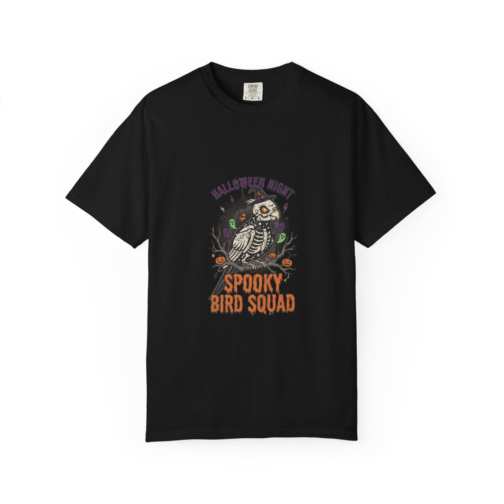 Spooky Bird Squad Halloween Shirt, Funny Skeleton Parrot Tee, Cute Bird Lover Gift, Spooky Season Graphic Tee, Halloween Party Apparel