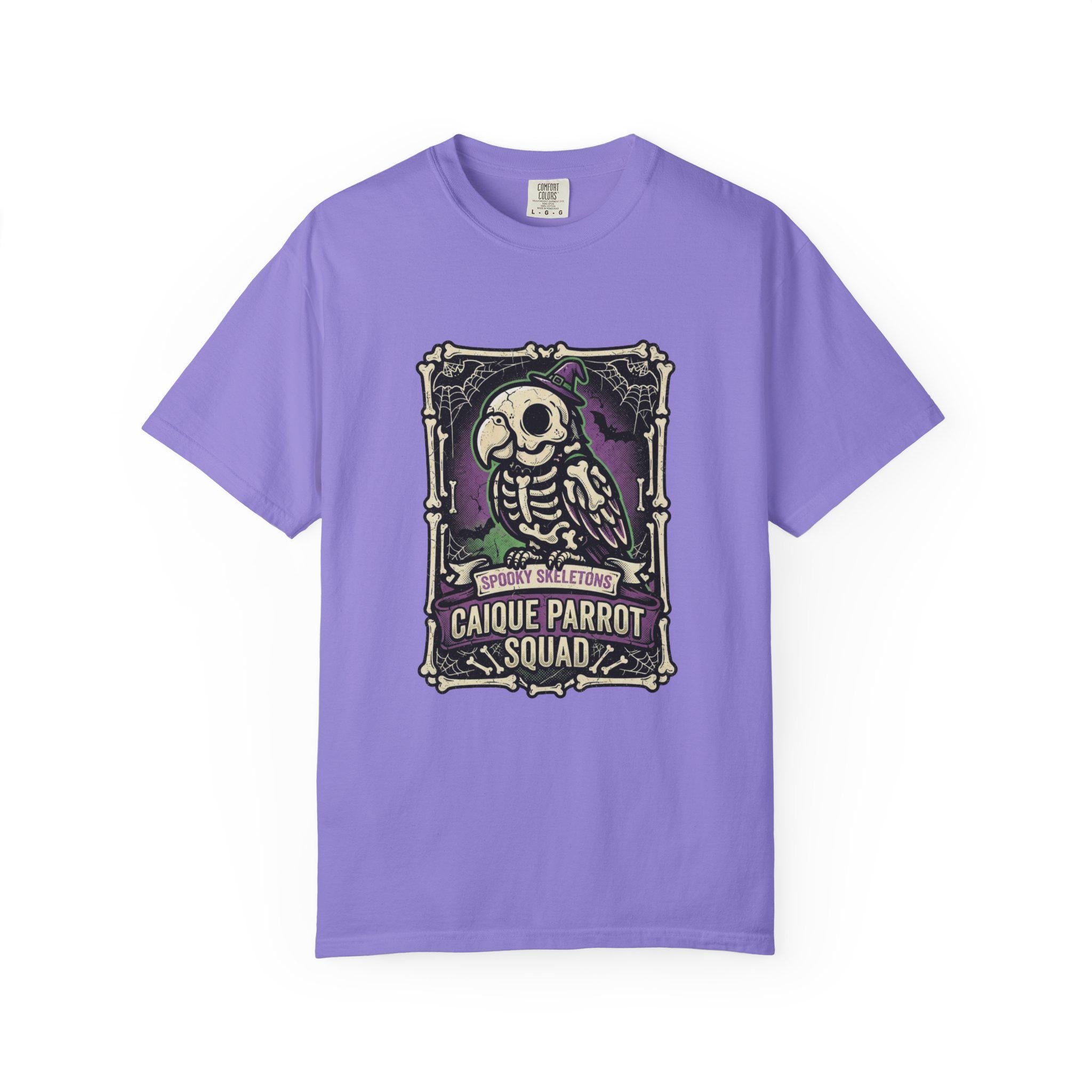 Caique Parrot Halloween Shirt, Spooky Skeletons Bird Squad Tee, Cute Caique Lover Gift, Funny Parrot Anatomy Apparel, Gothic Bird Owner Gift