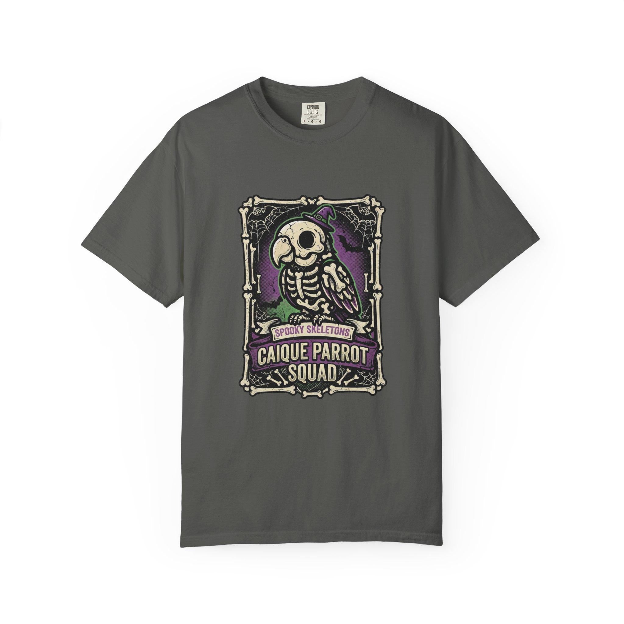 Caique Parrot Halloween Shirt, Spooky Skeletons Bird Squad Tee, Cute Caique Lover Gift, Funny Parrot Anatomy Apparel, Gothic Bird Owner Gift
