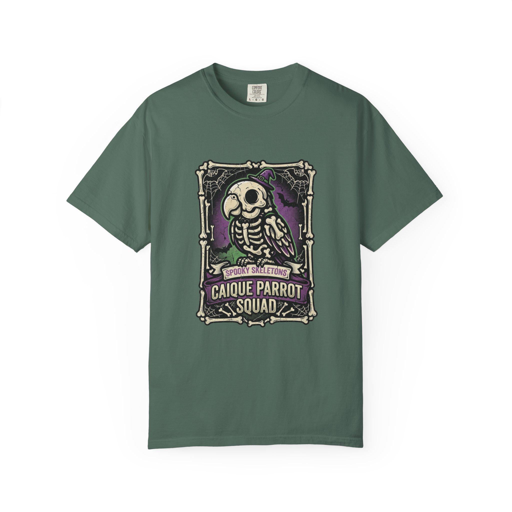 Caique Parrot Halloween Shirt, Spooky Skeletons Bird Squad Tee, Cute Caique Lover Gift, Funny Parrot Anatomy Apparel, Gothic Bird Owner Gift