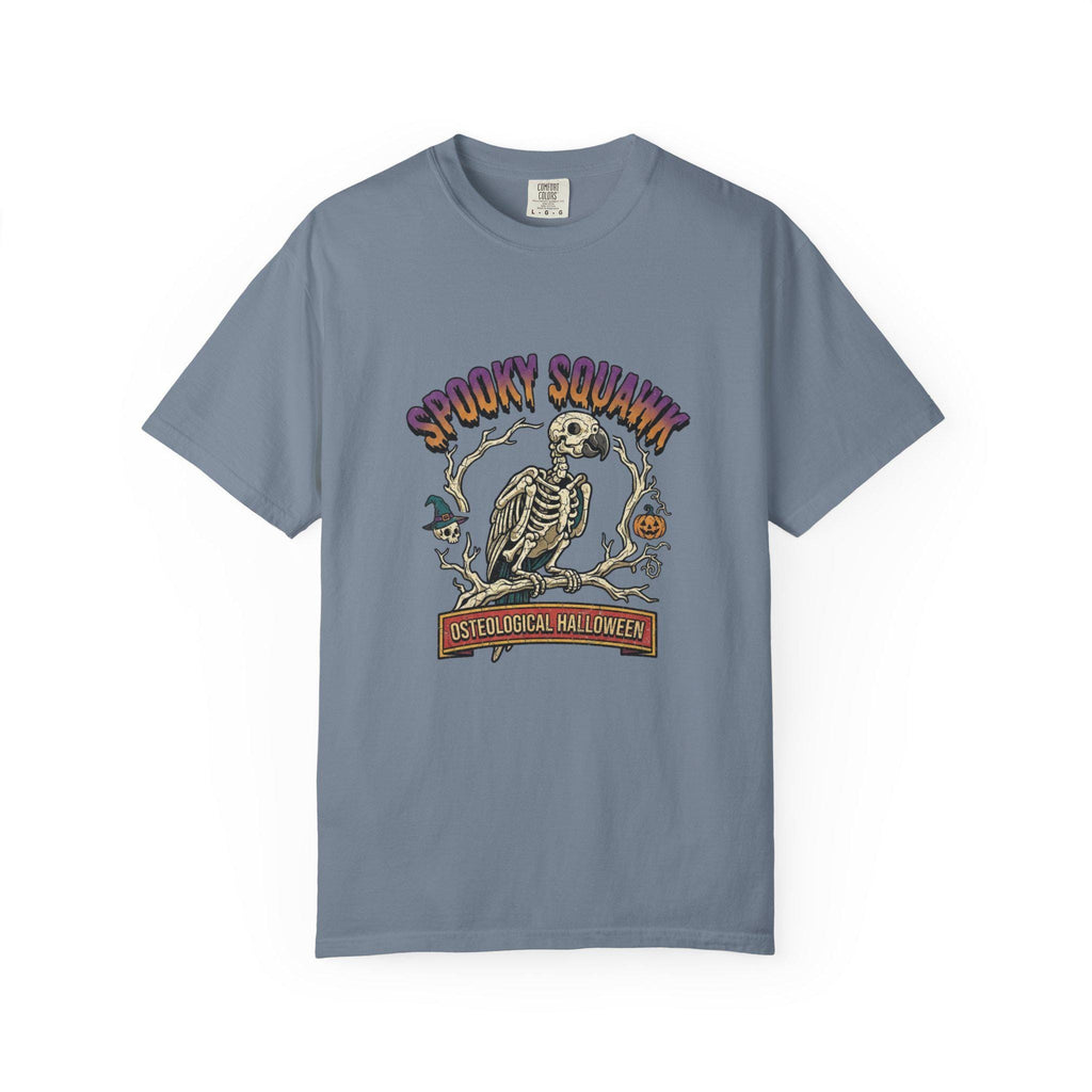 Spooky Squawk Halloween Shirt, Osteological Halloween Parrot Tee, Funny Bird Skeleton Gift, Bird Lover Apparel, Gothic Parrot Anatomy