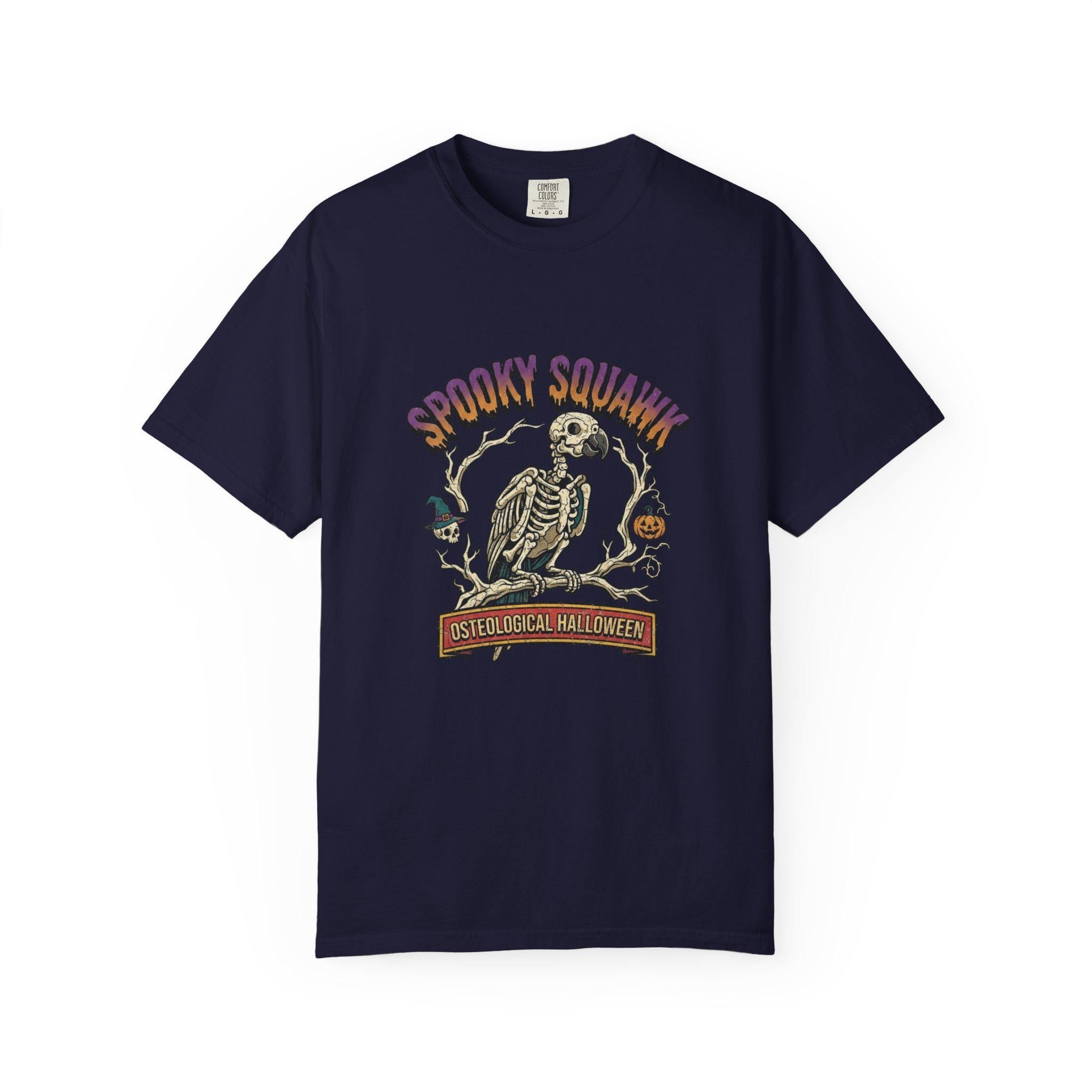 Spooky Squawk Halloween Shirt, Osteological Halloween Parrot Tee, Funny Bird Skeleton Gift, Bird Lover Apparel, Gothic Parrot Anatomy