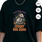 Spooky Bird Squad Halloween Shirt, Funny Skeleton Parrot Tee, Cute Bird Lover Gift, Spooky Season Graphic Tee, Halloween Party Apparel