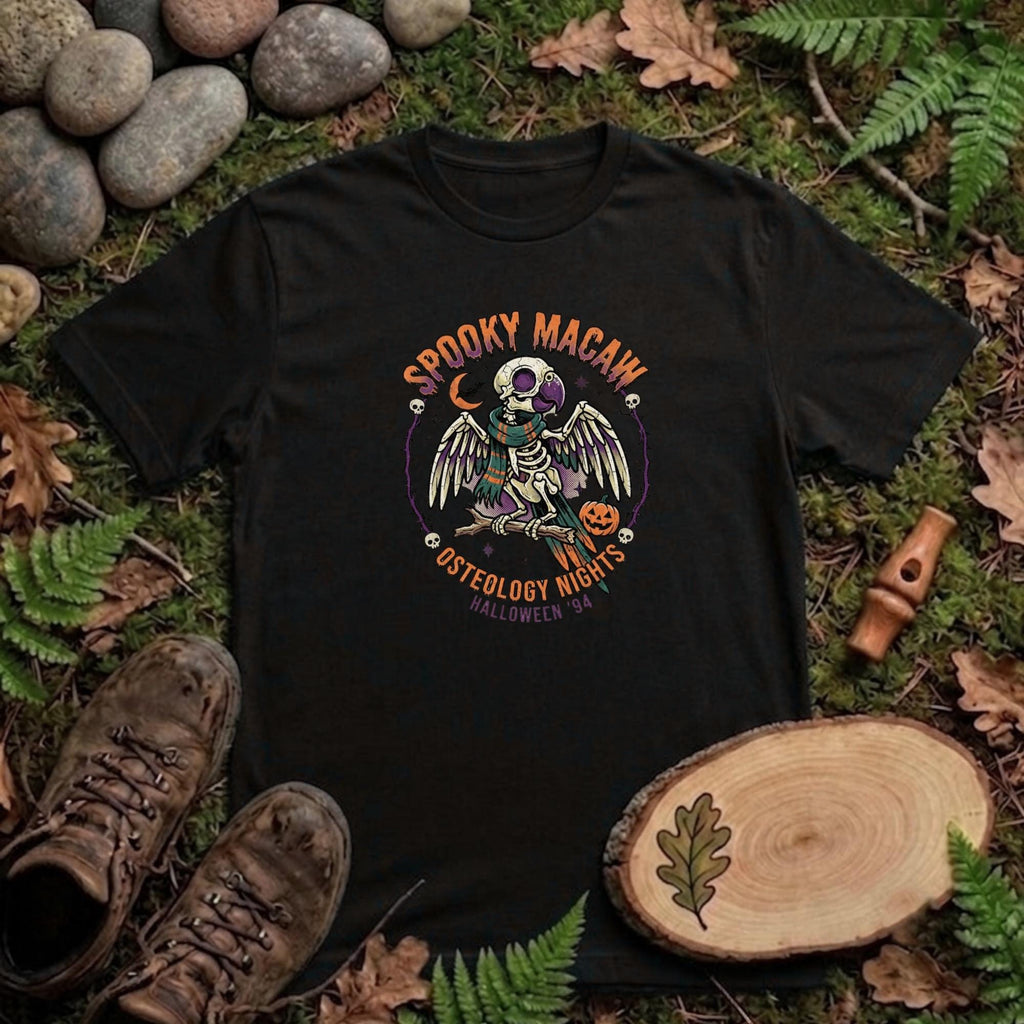 Spooky Macaw Shirt, Osteology Nights Halloween Tee, Funny Parrot Anatomy Gift, Macaw Lover Apparel, Bird Skeleton Graphic, Spooky Season Top