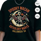 Spooky Macaw Halloween Shirt, Osteology Nights Parrot Tee, Funny Bird Skeleton Gift, Macaw Lover Apparel, Gothic Bird Graphic, Spooky Season