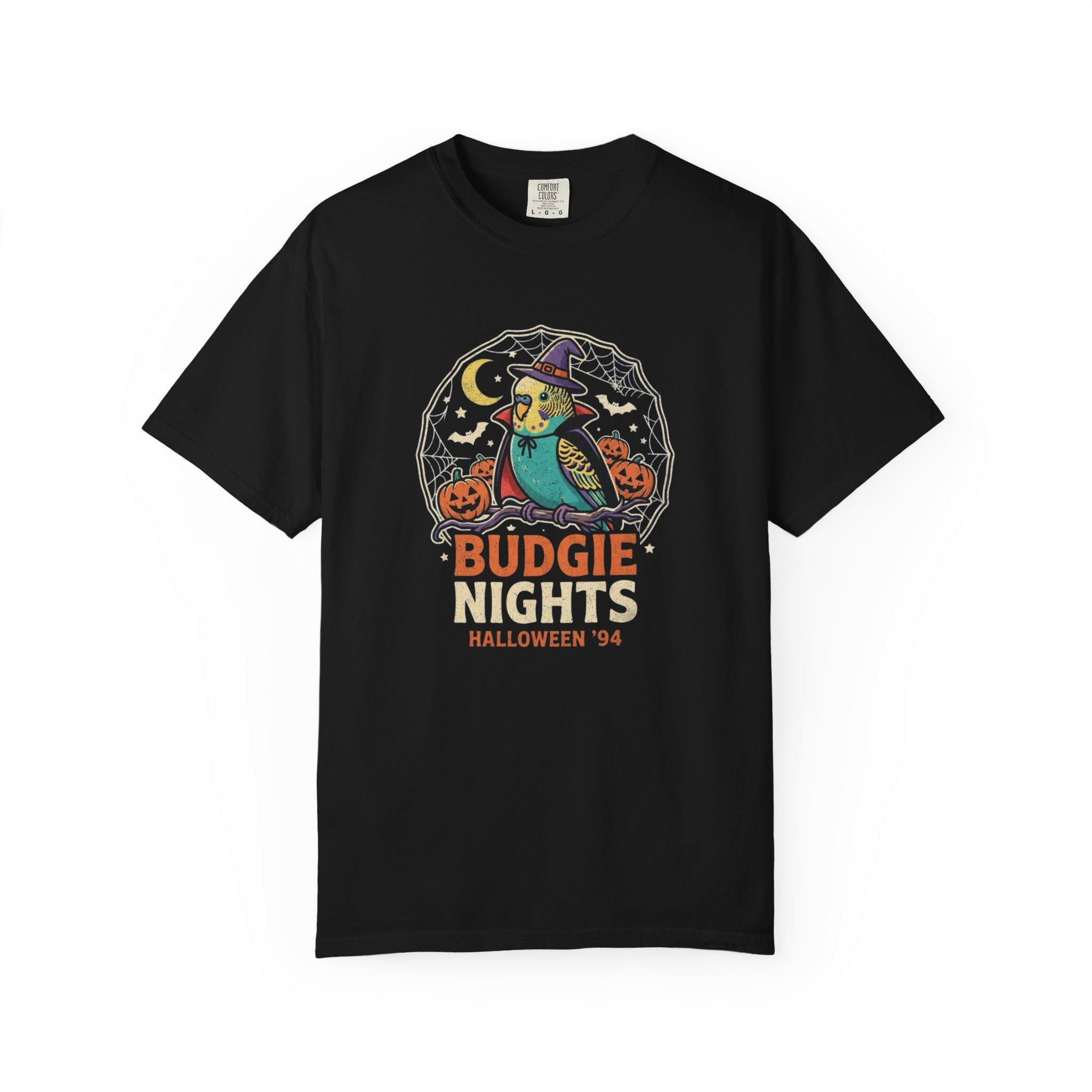 Budgie Halloween Shirt, Funny Parakeet Spooky Night Tee, Cute Budgerigar Witch Hat Costume, Bird Lover Gift, Autumn Spooky Season Apparel