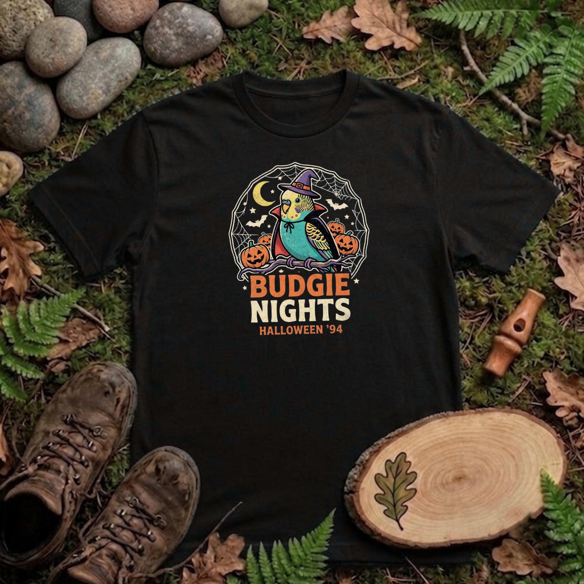 Budgie Halloween Shirt, Funny Parakeet Spooky Night Tee, Cute Budgerigar Witch Hat Costume, Bird Lover Gift, Autumn Spooky Season Apparel