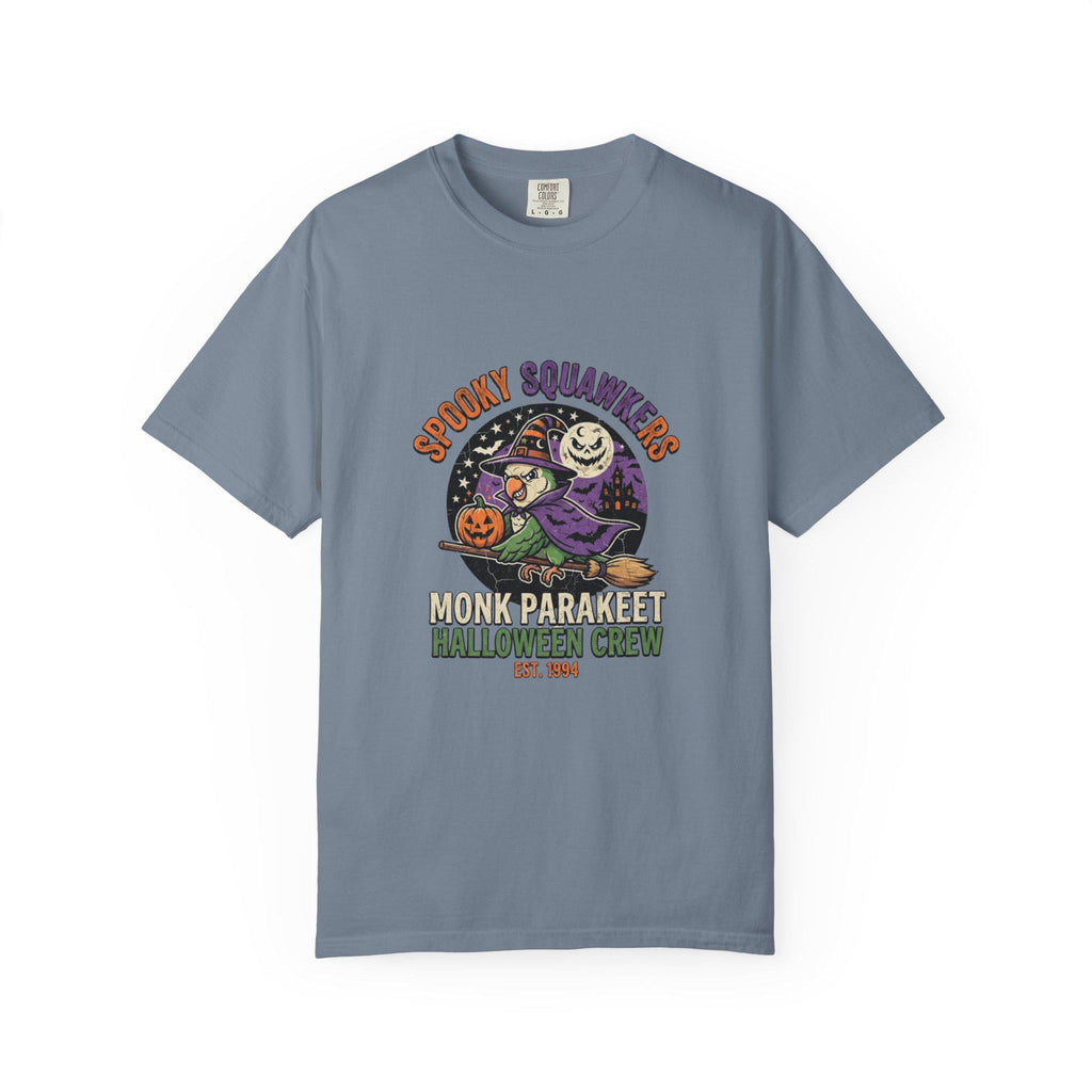 Monk Parakeet Halloween T-Shirt, Funny Spooky Squawkers Bird Lover Gift, Cute Witch Hat Parrot Costume, Bird Mom Fall Graphic Tee