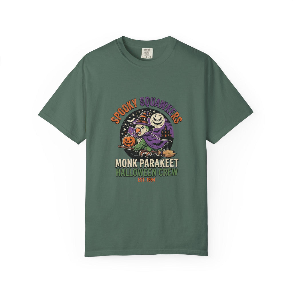 Monk Parakeet Halloween T-Shirt, Funny Spooky Squawkers Bird Lover Gift, Cute Witch Hat Parrot Costume, Bird Mom Fall Graphic Tee