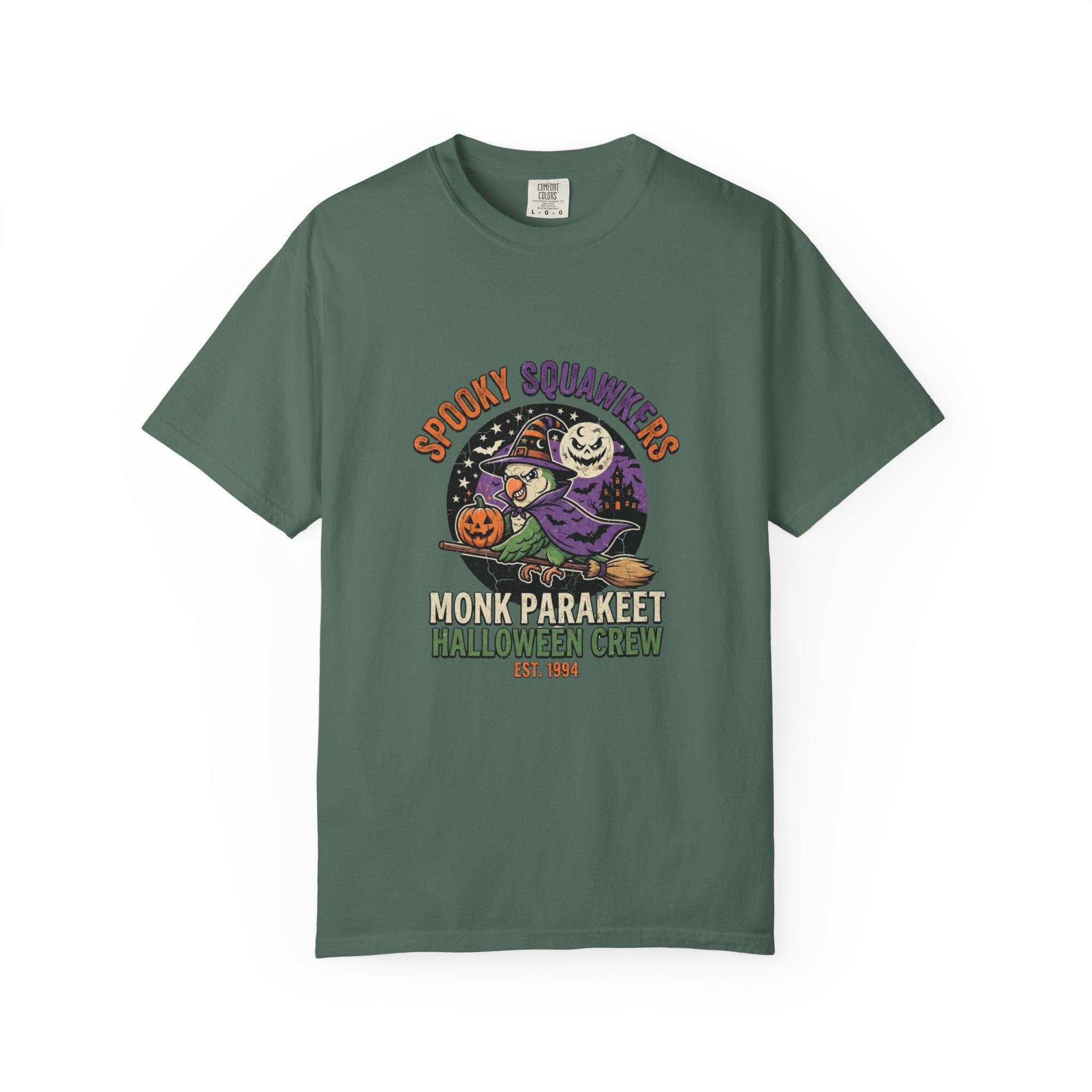 Monk Parakeet Halloween T-Shirt, Funny Spooky Squawkers Bird Lover Gift, Cute Witch Hat Parrot Costume, Bird Mom Fall Graphic Tee