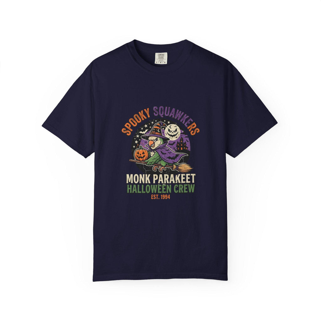 Monk Parakeet Halloween T-Shirt, Funny Spooky Squawkers Bird Lover Gift, Cute Witch Hat Parrot Costume, Bird Mom Fall Graphic Tee
