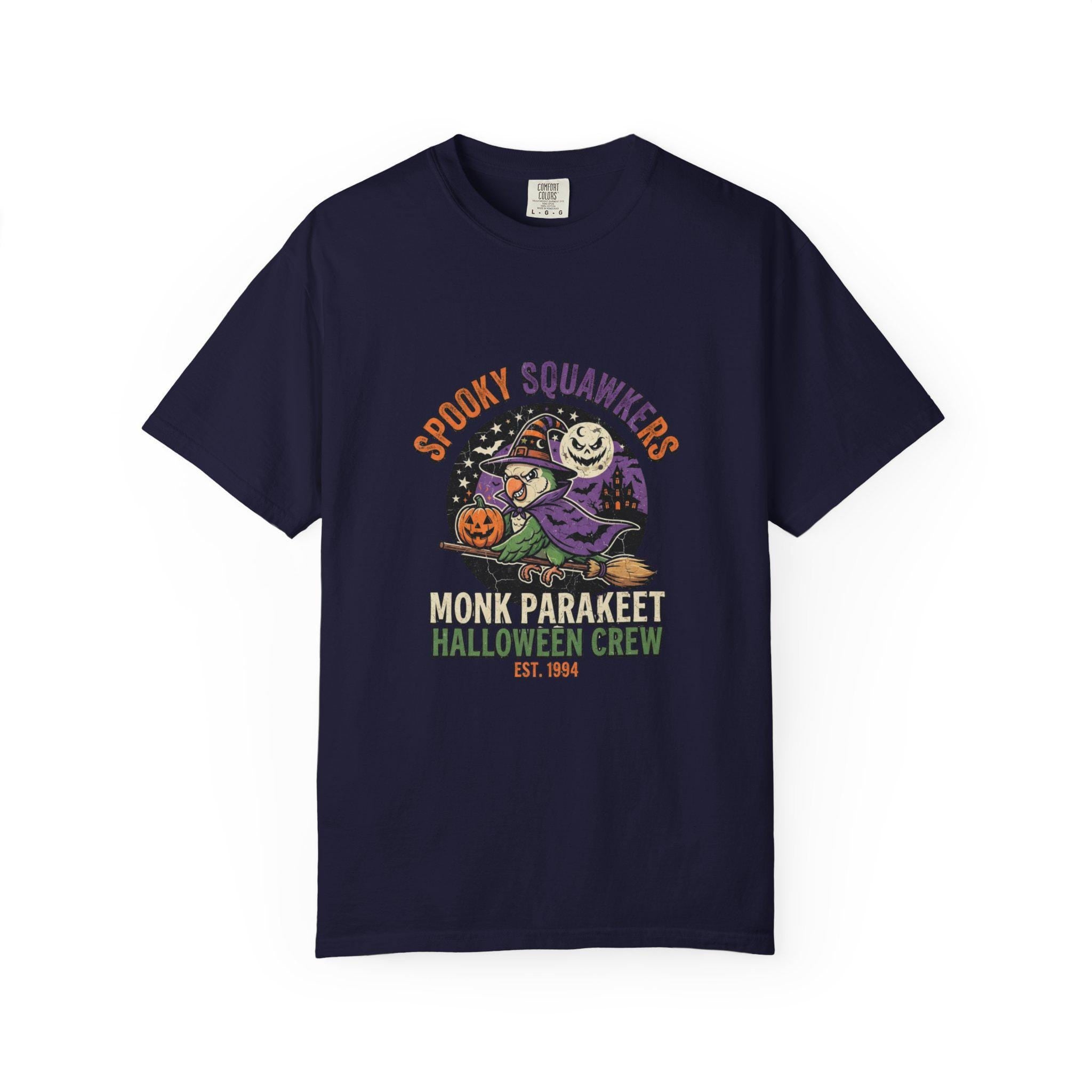 Monk Parakeet Halloween T-Shirt, Funny Spooky Squawkers Bird Lover Gift, Cute Witch Hat Parrot Costume, Bird Mom Fall Graphic Tee