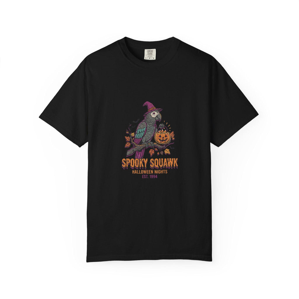 African Grey Parrot Halloween T-Shirt, Funny Spooky Squawk Bird Lover Gift, Cute Witch Hat Parrot Costume, Bird Mom Fall Graphic Tee