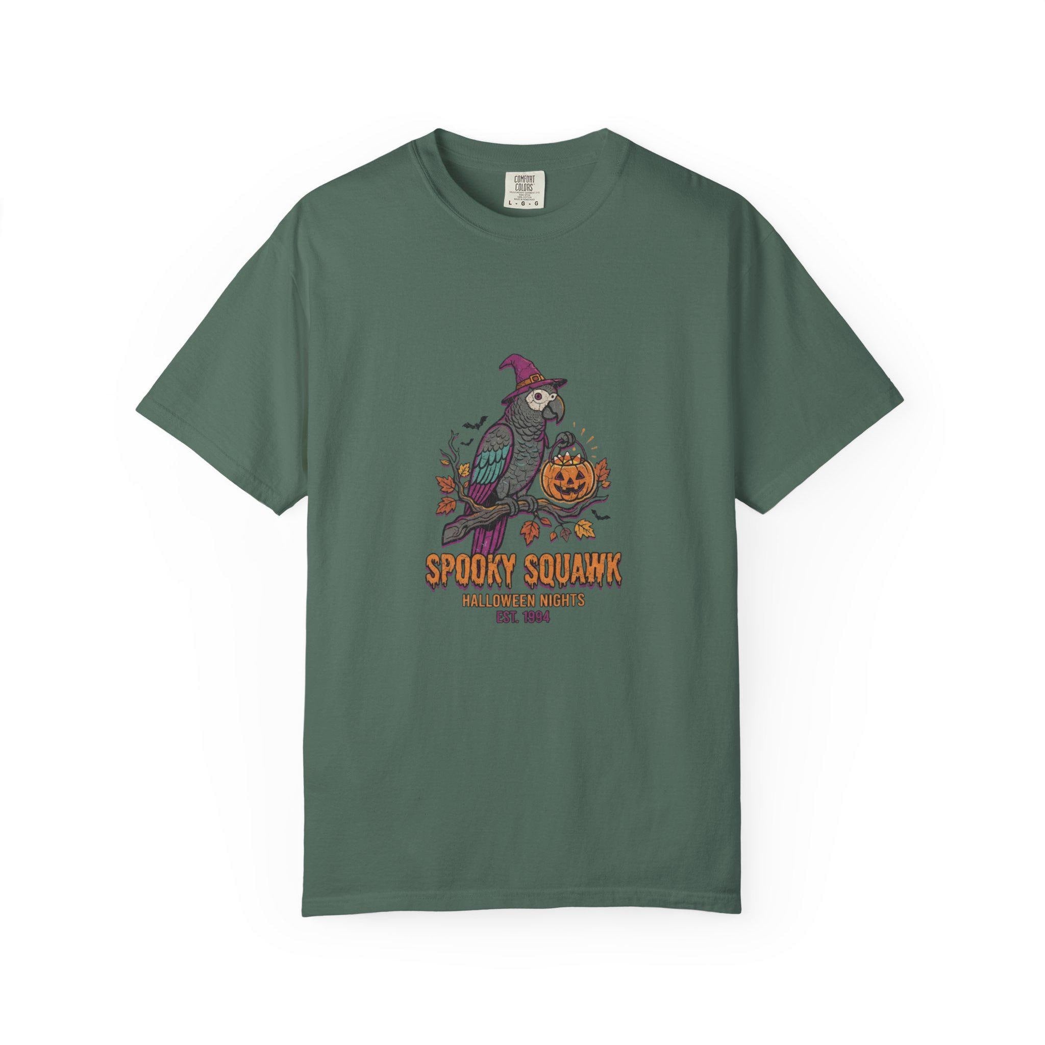 African Grey Parrot Halloween T-Shirt, Funny Spooky Squawk Bird Lover Gift, Cute Witch Hat Parrot Costume, Bird Mom Fall Graphic Tee
