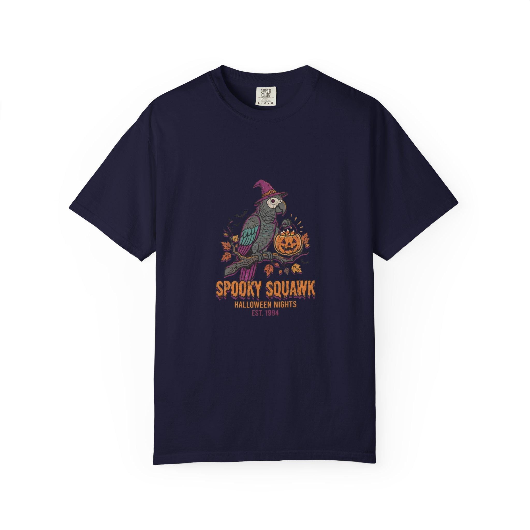 African Grey Parrot Halloween T-Shirt, Funny Spooky Squawk Bird Lover Gift, Cute Witch Hat Parrot Costume, Bird Mom Fall Graphic Tee