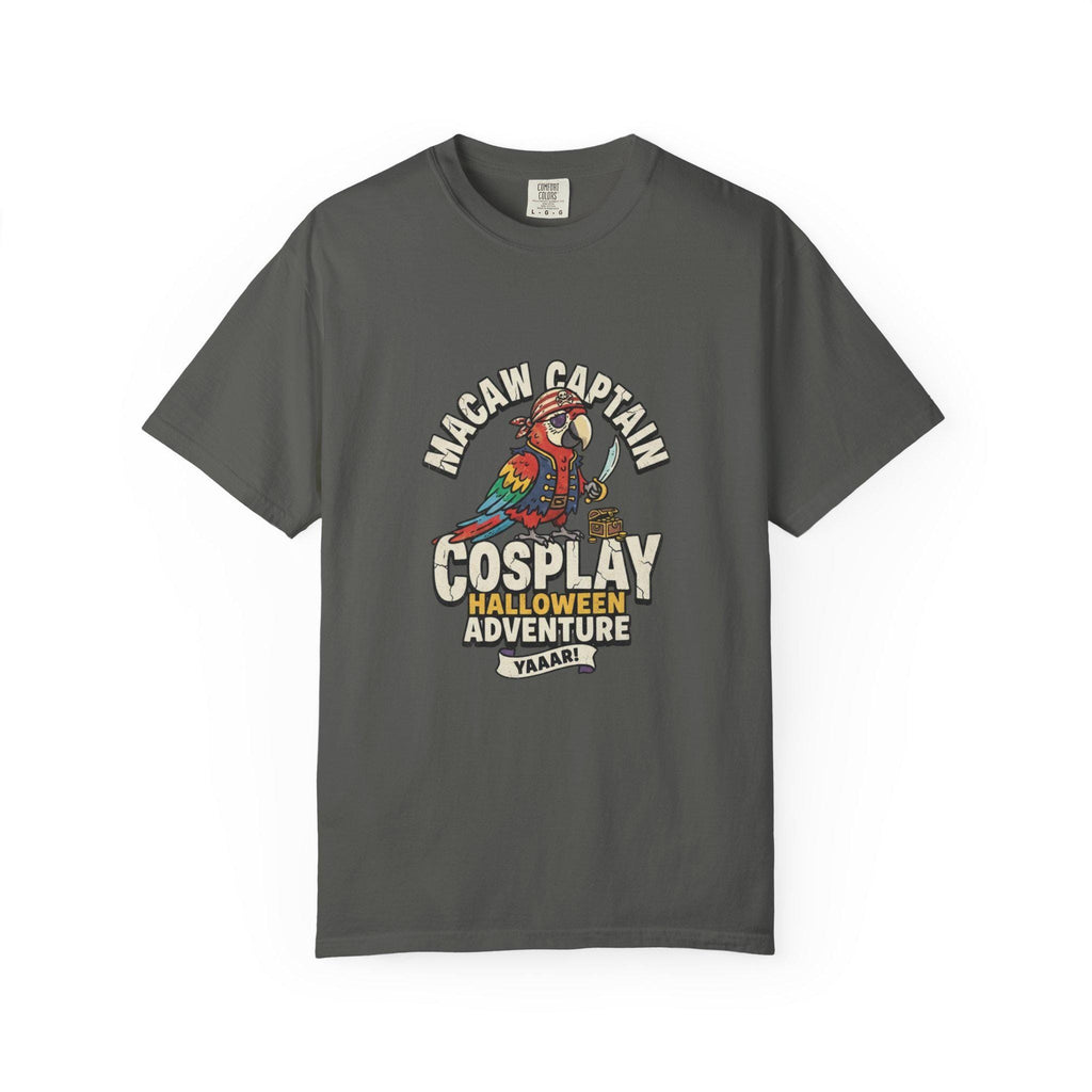 Macaw Captain Halloween T-Shirt, Funny Pirate Parrot Cosplay, Pirate Bird Lover Gift, Tropical Bird Halloween Party, Cute Macaw Fall Tee