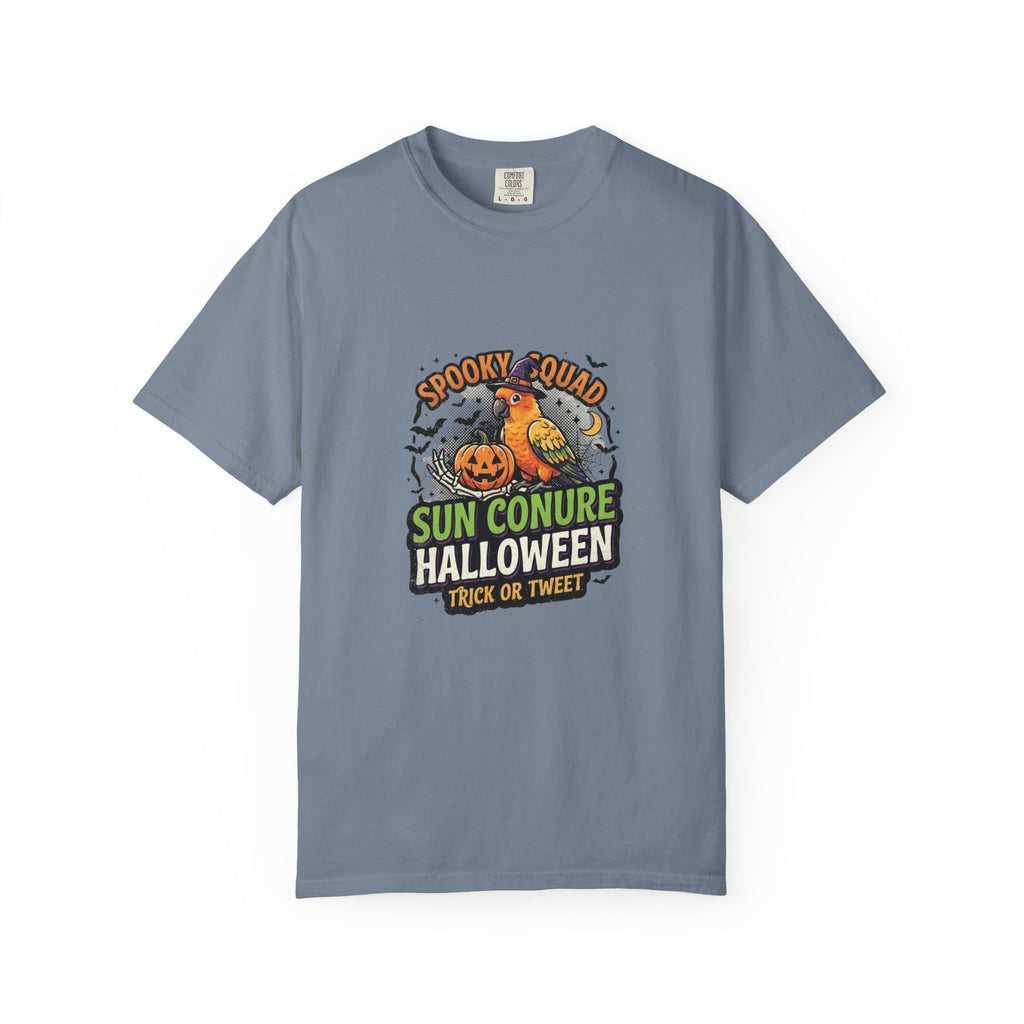 Sun Conure Halloween T-Shirt, Spooky Squad Bird Lover Gift, Cute Sun Conure Ghost Costume, Funny Bird Mom Fall Tee, Trick Or Tweet Graphic