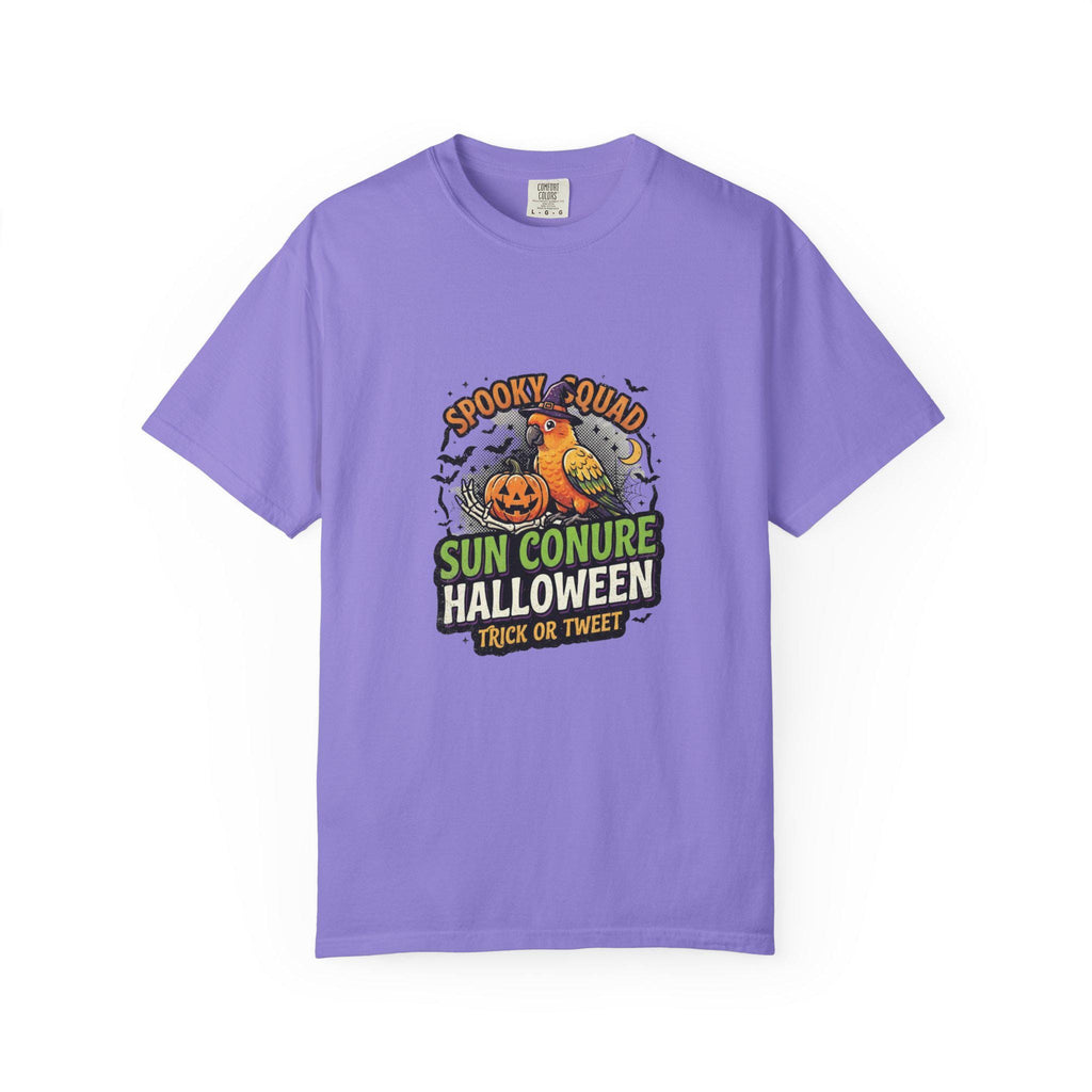 Sun Conure Halloween T-Shirt, Spooky Squad Bird Lover Gift, Cute Sun Conure Ghost Costume, Funny Bird Mom Fall Tee, Trick Or Tweet Graphic