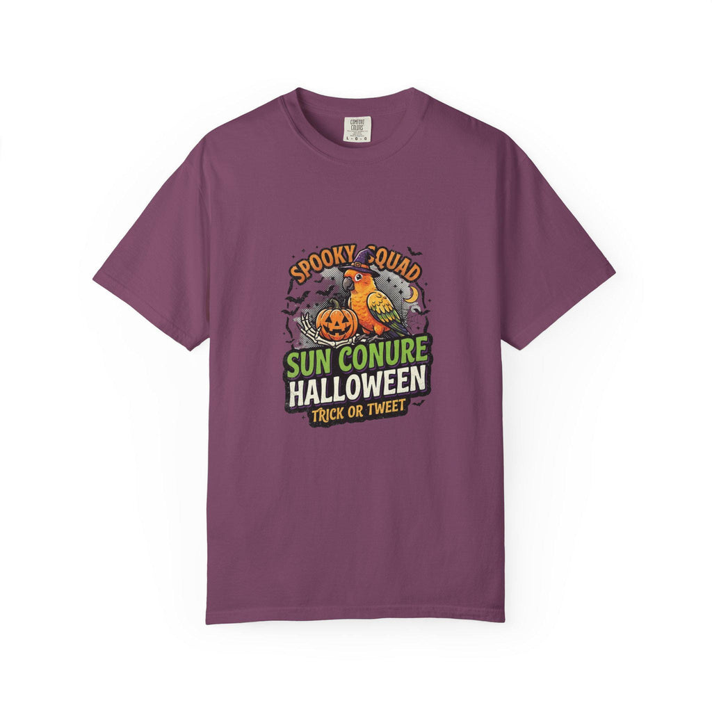 Sun Conure Halloween T-Shirt, Spooky Squad Bird Lover Gift, Cute Sun Conure Ghost Costume, Funny Bird Mom Fall Tee, Trick Or Tweet Graphic