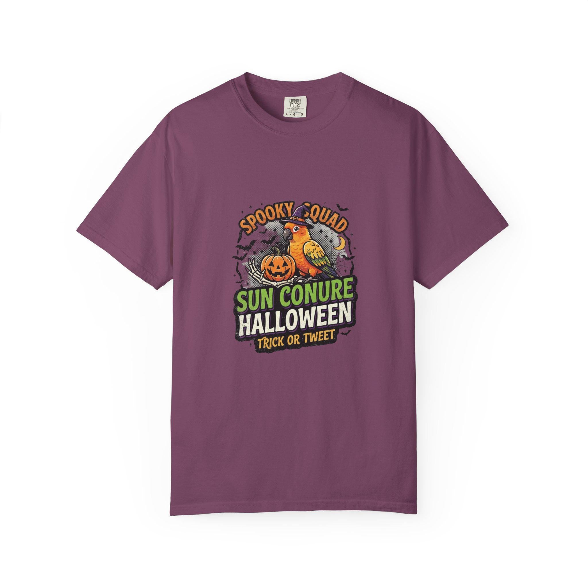 Sun Conure Halloween T-Shirt, Spooky Squad Bird Lover Gift, Cute Sun Conure Ghost Costume, Funny Bird Mom Fall Tee, Trick Or Tweet Graphic