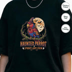 Haunted Lory Parrot Halloween T-Shirt, Spooky Lory Crew Gift, Cute Witch Hat Parrot Costume, Bird Mom Fall Graphic Tee, Gothic Bird Lover
