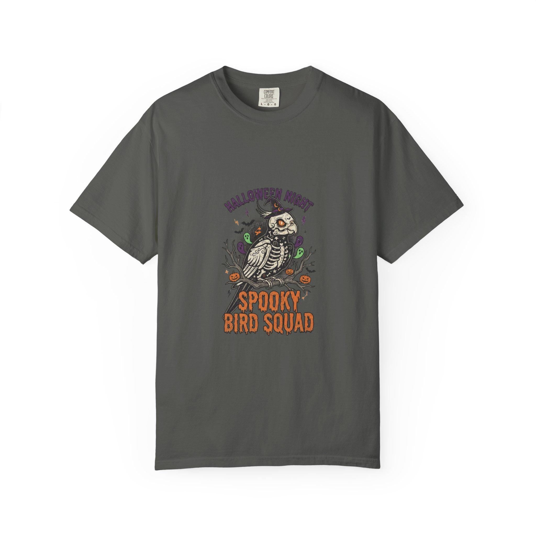 Spooky Bird Squad Halloween Shirt, Funny Skeleton Parrot Tee, Cute Bird Lover Gift, Spooky Season Graphic Tee, Halloween Party Apparel