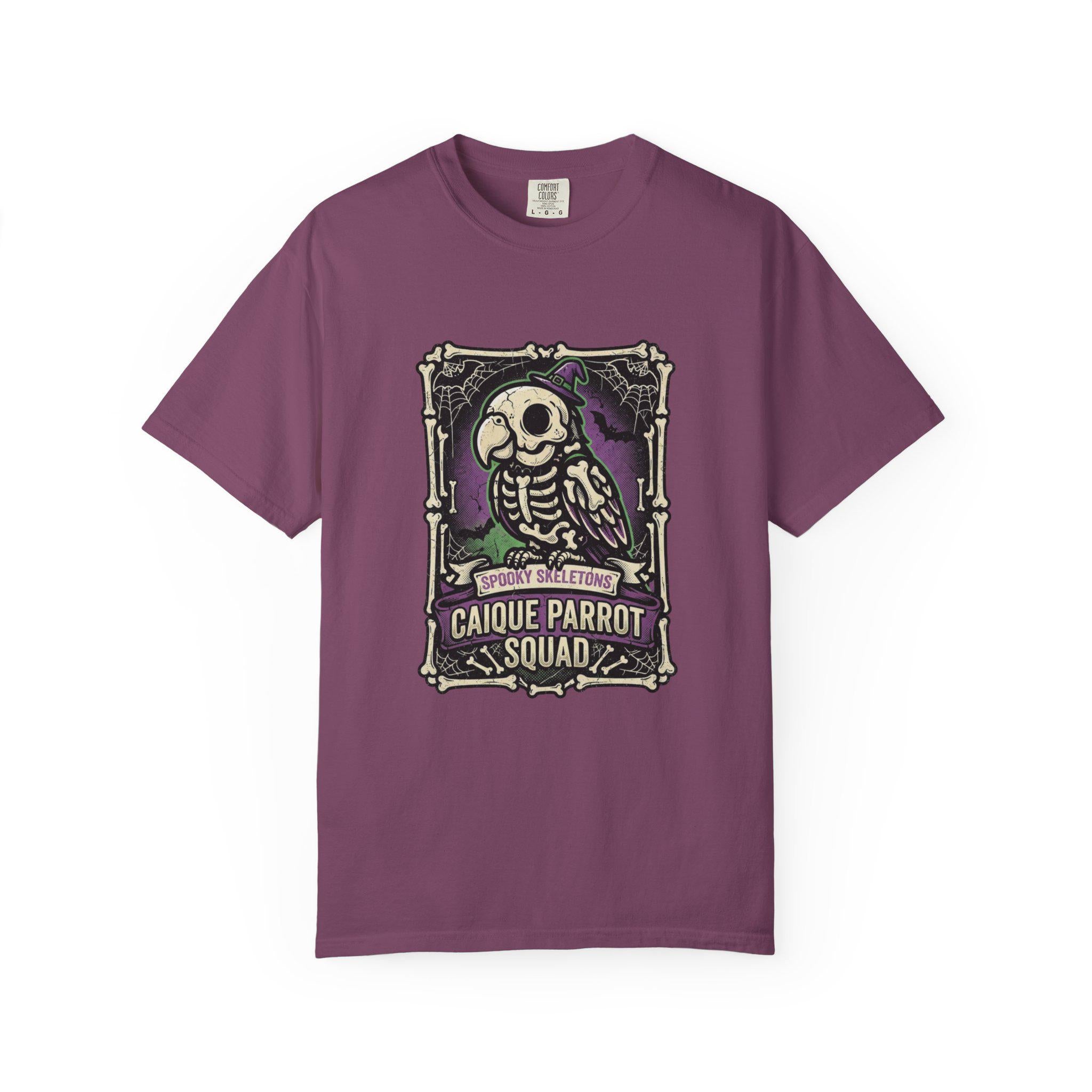 Caique Parrot Halloween Shirt, Spooky Skeletons Bird Squad Tee, Cute Caique Lover Gift, Funny Parrot Anatomy Apparel, Gothic Bird Owner Gift