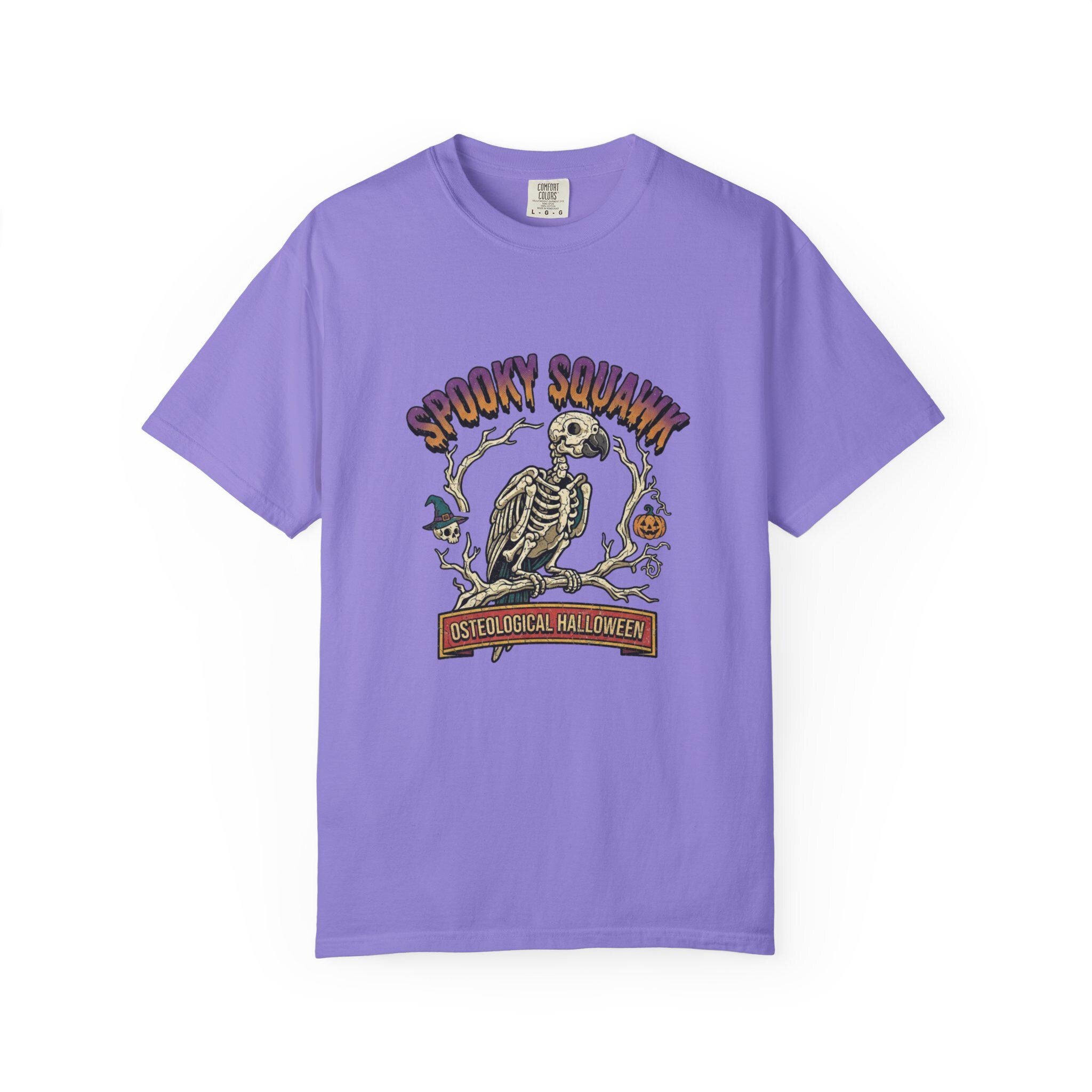 Spooky Squawk Halloween Shirt, Osteological Halloween Parrot Tee, Funny Bird Skeleton Gift, Bird Lover Apparel, Gothic Parrot Anatomy